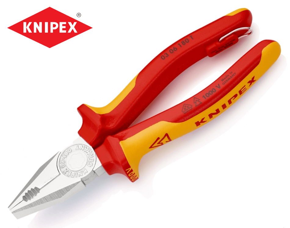 Odizolované kombi kliešte s pripevňovacím okom Knipex VDE 1000 V 180 mm