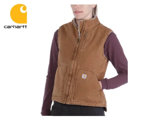 damska pracovna vesta carhartt sandstone mock neck vest carhartt brown1