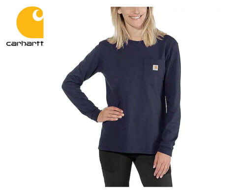 damske tricko carhartt workwear pocket long sleeve t shirt navy