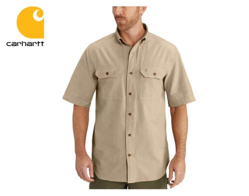 kosela carhartt fort solid short sleeve shirt dark tan chambray