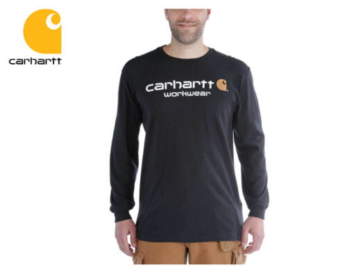 tricko s dlhym rukavom carhartt core logo long sleeve tshirt black