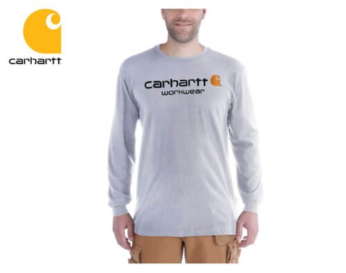 tricko s dlhym rukavom carhartt core logo long sleeve tshirt heather grey