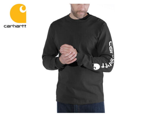 tricko s dlhym rukavom carhartt logo long sleeve tshirt black