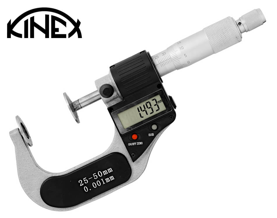 Digitálny mikrometer na ozubené kolá Kinex / 0 - 25 mm / 0,001 mm
