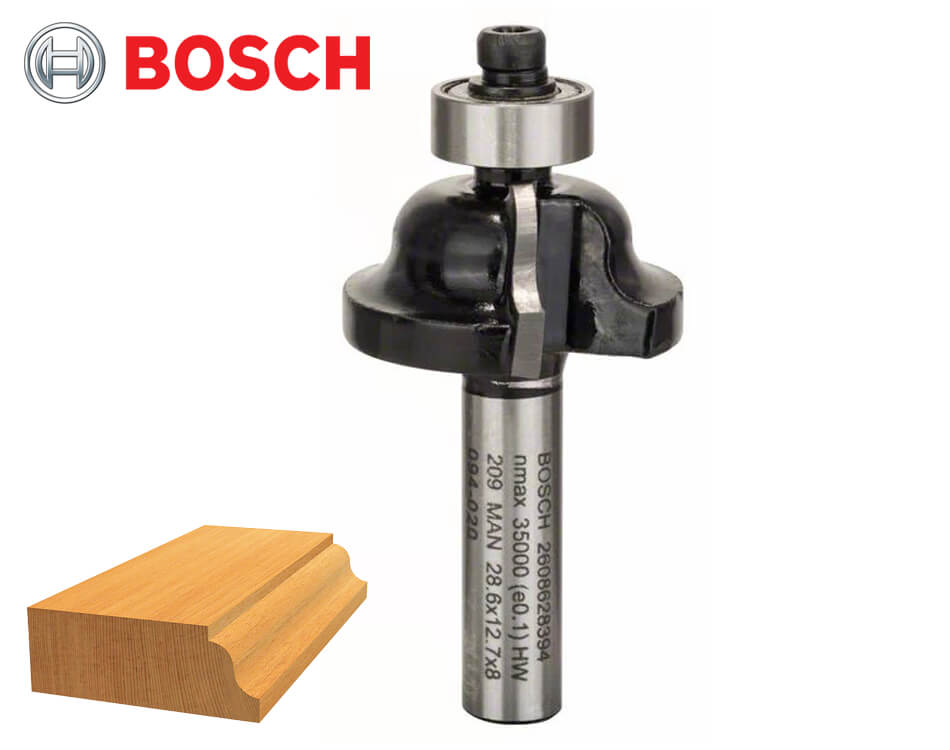 Profilová stopková fréza na drevo Bosch Standard for Wood / tvar B / Ø 28,6 x 8 mm / r4 mm / 6 mm