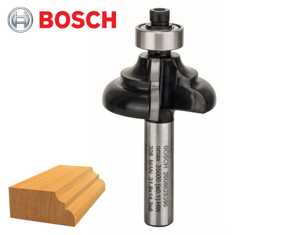 Profilová stopková fréza na drevo Bosch Standard for Wood / tvar C / Ø 31,8 x 9,6 mm / r4,8 mm / 8 mm