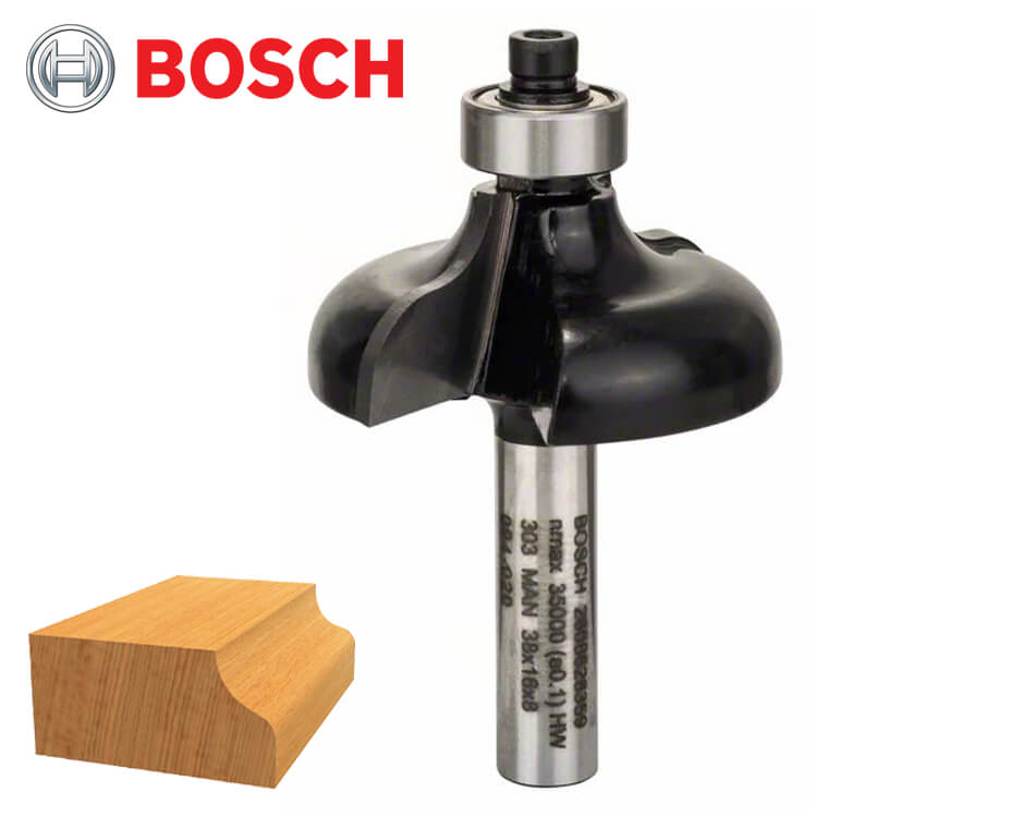 Profilová stopková fréza na drevo Bosch Standard for Wood / tvar G / Ø 38 x 15,7 mm / r6,4 mm / 8 mm