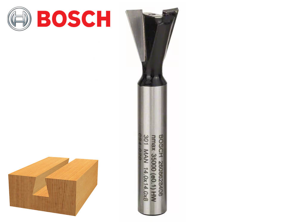 Rybinová stopková fréza na drevo Bosch Standard for Wood / Ø 14 x 14 mm / 8 mm