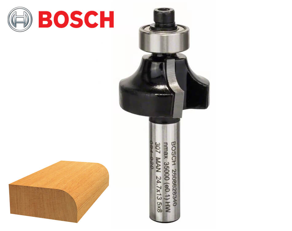 Zaoblovacia stopková fréza na drevo s vodiacim ložiskom Bosch Standard for Wood / Ø 24,7 x 13,2 mm / r6 mm / 8 mm
