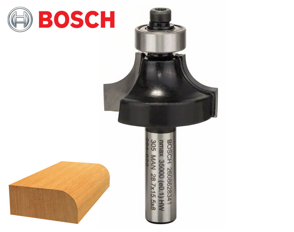 Zaoblovacia stopková fréza na drevo s vodiacim ložiskom Bosch Standard for Wood / Ø 28,7 x 15,2 mm / r8 mm / 8 mm