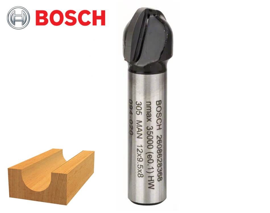 Žliabkovacia stopková fréza na drevo Bosch Standard for Wood / Ø 12 x 9,2 mm / r6 mm / 8 mm