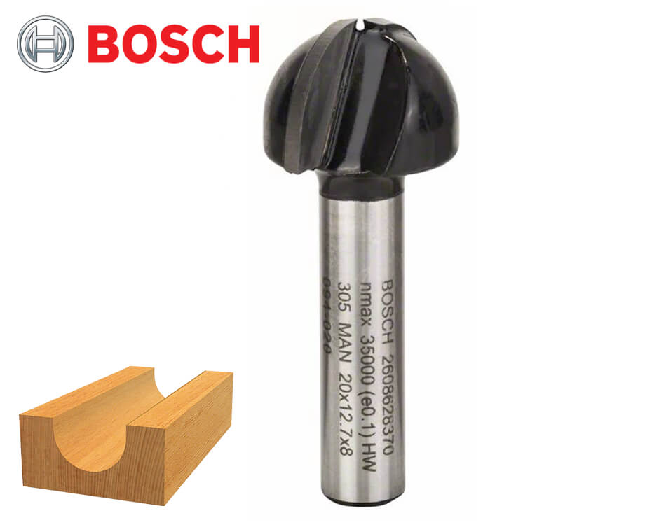 Žliabkovacia stopková fréza na drevo Bosch Standard for Wood / Ø 20 x 12,4 mm / r10 mm / 8 mm