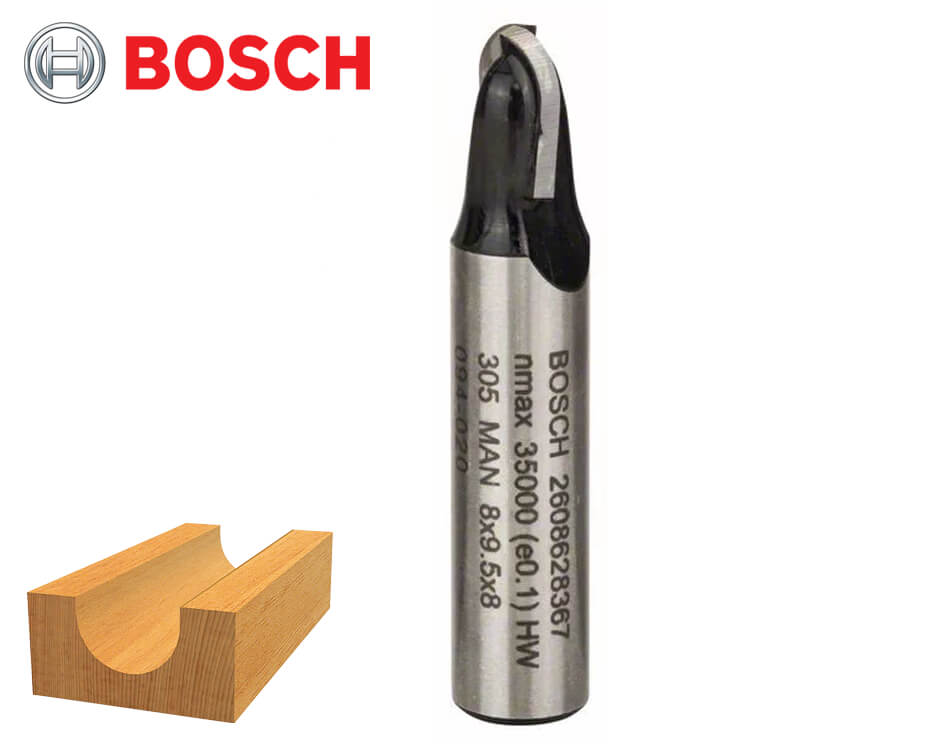 Žliabkovacia stopková fréza na drevo Bosch Standard for Wood / Ø 8 x 9,2 mm / r4 mm / 8 mm