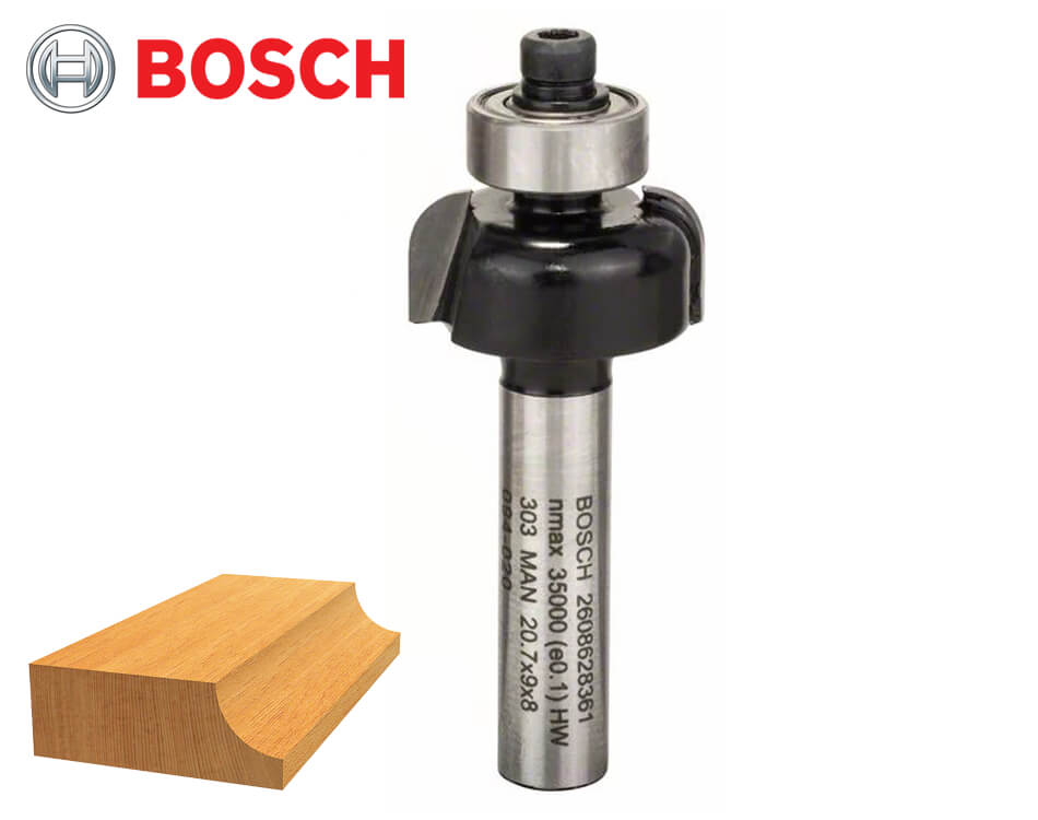 Žliabkovacia stopková fréza na drevo s vodiacim ložiskom Bosch Standard for Wood / Ø 20,7 x 8,7 mm / r4 mm / 8 mm