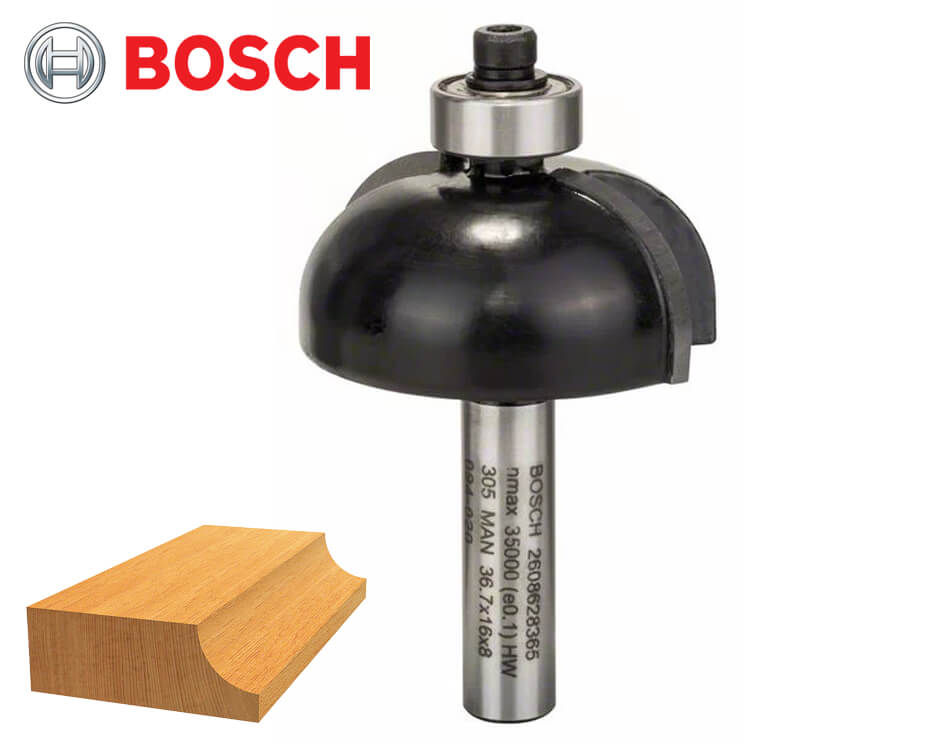 Žliabkovacia stopková fréza na drevo s vodiacim ložiskom Bosch Standard for Wood / Ø 36,7 x 15,5 mm / r12 mm / 8 mm
