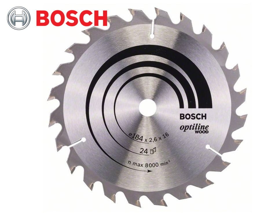 Pílový kotúč na drevo Bosch Optiline Wood / Ø 184 x 2,6 x 16 mm / 24z