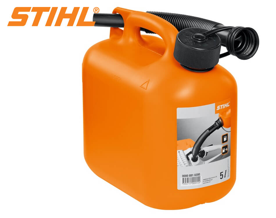 Oranžový plastový kanister na benzín Stihl 5 l