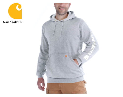 mikina carhartt midweight sleeve logo hooded sweatshirt heather grey 1