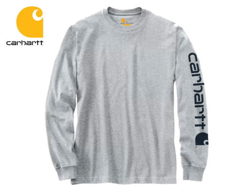 tricko s dlhym rukavom carhartt logo long sleeve t shirt heather grey