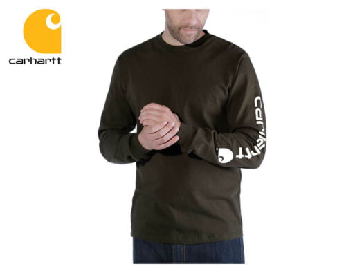 tricko s dlhym rukavom carhartt logo long sleeve t shirt peat