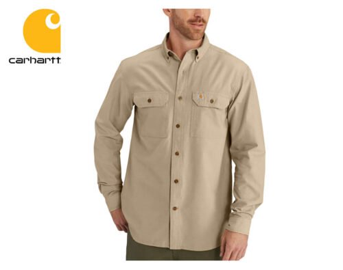kosela carhartt fort solid long sleeve shirt dark tan chambray