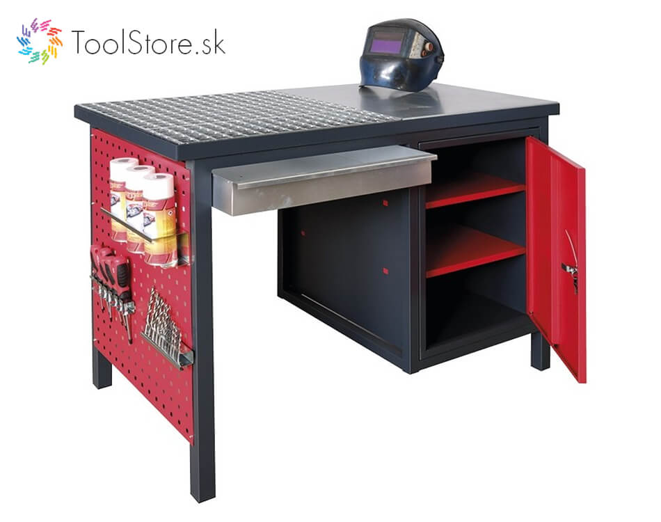 Pracovný stôl na zváranie a brúsenie ToolStore / čierno-červený