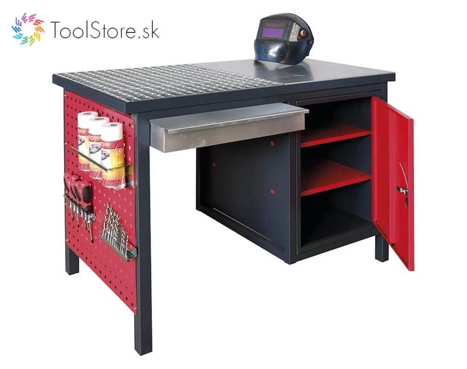 Pracovný stôl na zváranie a brúsenie ToolStore / čierno-červený