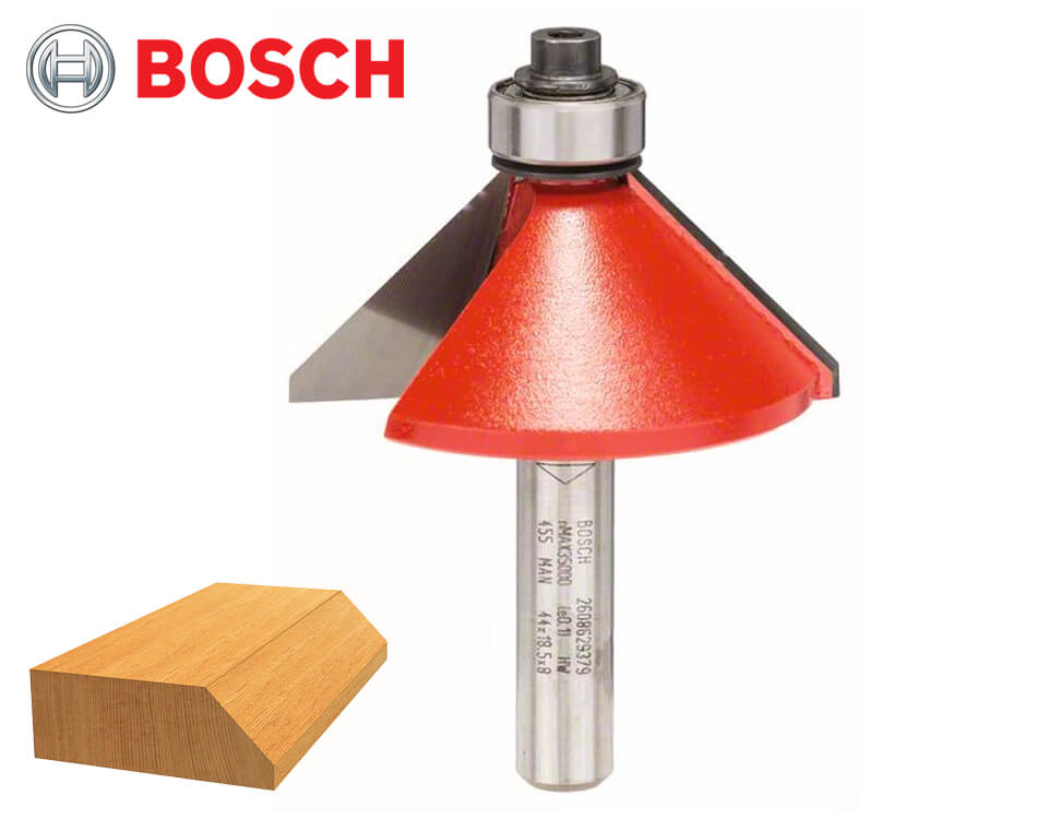Fazetová stopková fréza na drevo Bosch Expert for Wood / Ø  44 x 15,7 mm / 45° / 8 mm