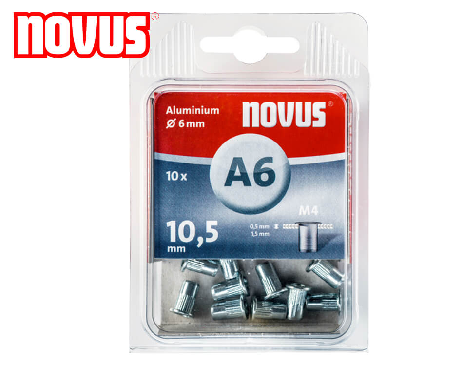 Maticové hliníkové nity Novus / typ A / Ø 6 x 10,5 mm / M4 / 10 ks