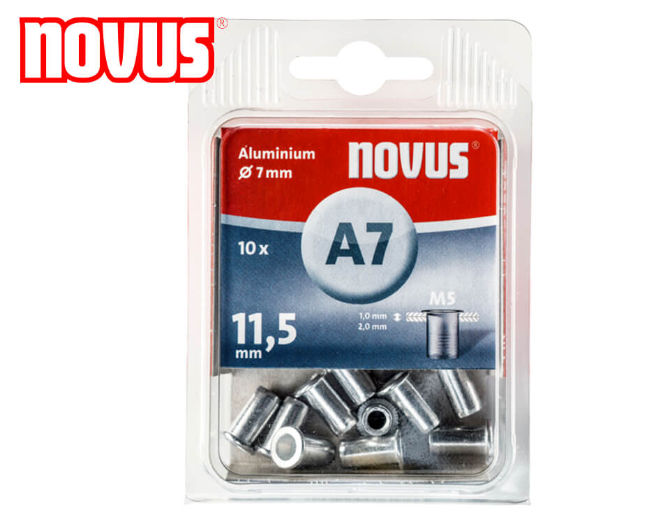 Maticové hliníkové nity Novus / typ A / Ø 7 x 11,5 mm / M5 / 10 ks