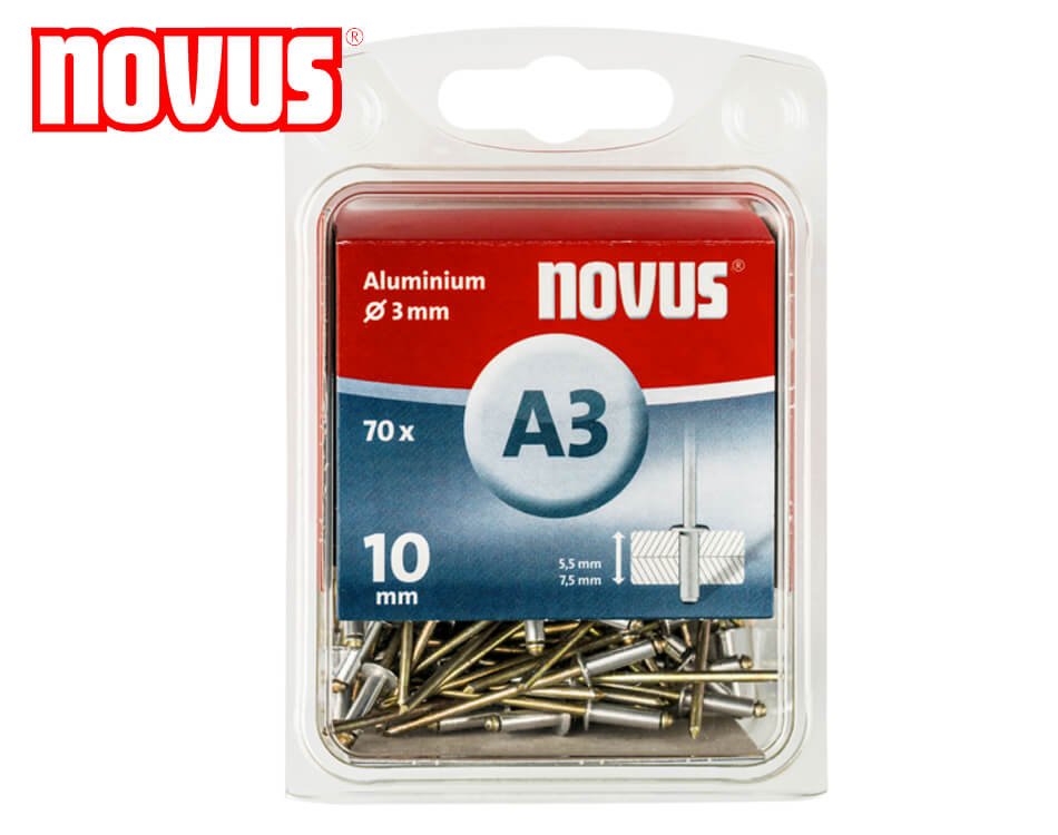 Trhacie hliníkové nity Novus / typ A / Ø 3 x 10 mm / 70 ks