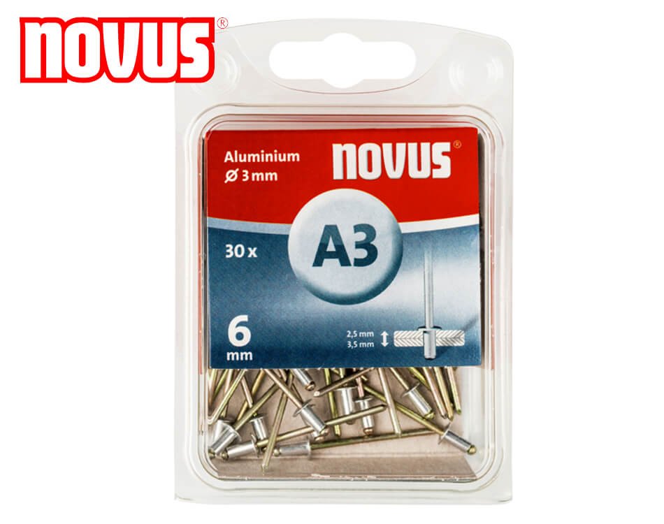 Trhacie hliníkové nity Novus / typ A / Ø 3 x 6 mm / 30 ks