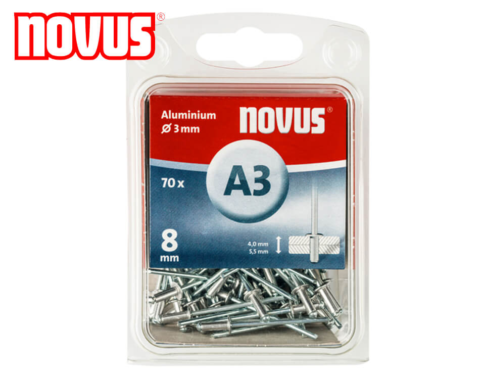 Trhacie hliníkové nity Novus / typ A / Ø 3 x 8 mm / 70 ks