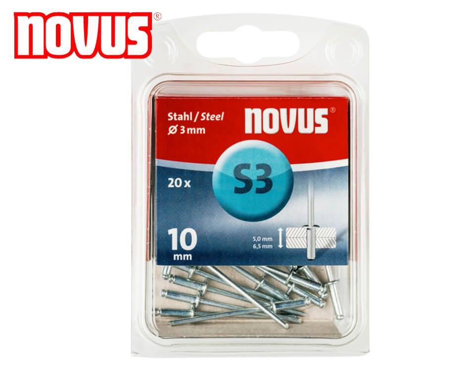 Trhacie oceľové nity Novus / typ S / Ø 3 x 10 mm / 20 ks