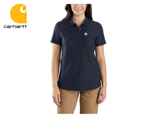 damske tricko carhartt relaxed fit midweight short sleeve pocket polo navy