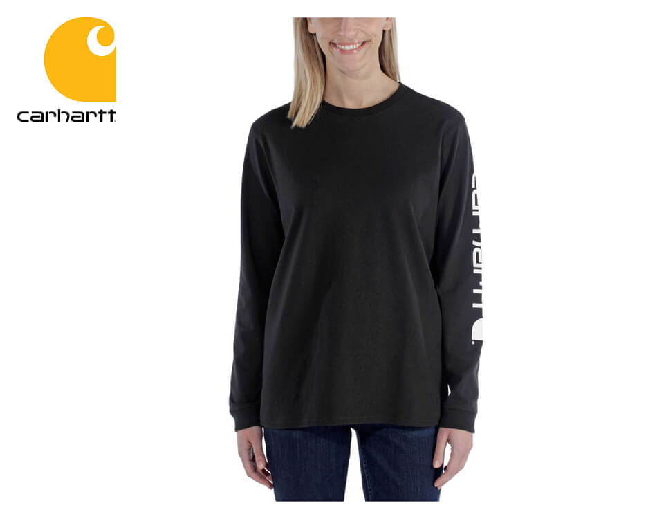 Dámske tričko s dlhým rukávom Carhartt Workwear Logo Sleeve Graphic T-Shirt / Black