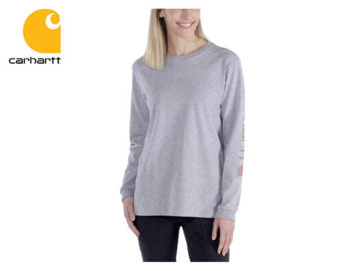 damske tricko s dlhym rukavom carhartt workwear logo sleeve graphic t shirt heather grey