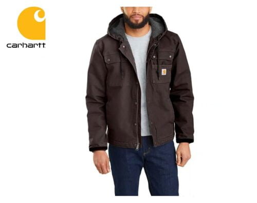 pracovna bunda carhartt washed duck sherpa lined utility jacket dark brown