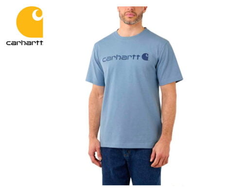 tricko carhartt core logo workwear short sleeve t shirt alpine blue heather