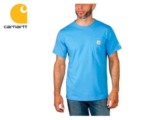 tricko carhartt force cotton short sleeve t shirt azure blue