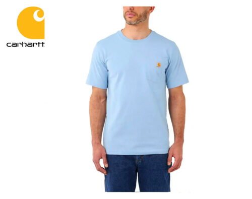 tricko carhartt workwear pocket short sleeve t shirt alpine blue heather