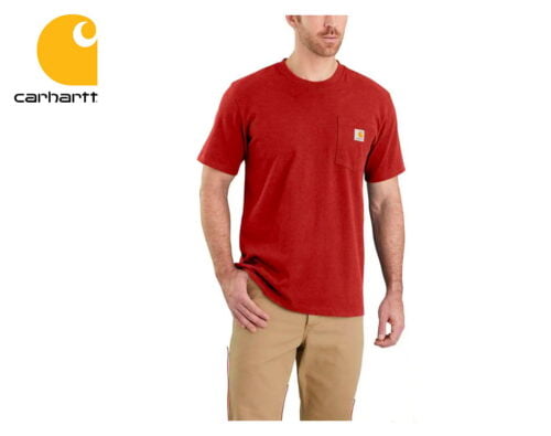 tricko carhartt workwear pocket short sleeve t shirt chilli pepper heather