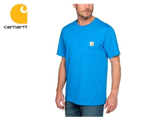tricko carhartt workwear pocket short sleeve t shirt marine blue heather
