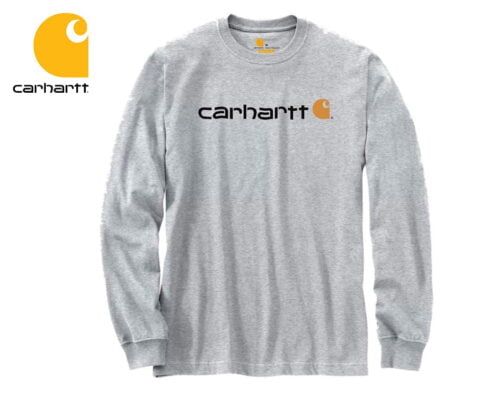 tricko s dlhym rukavom carhartt logo graphic long sleeve t shirt heather grey