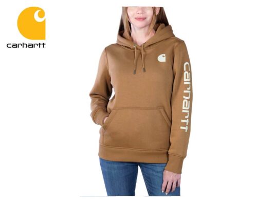 damska mikina carhartt logo sleeve graphic sweatshirt carhartt brown