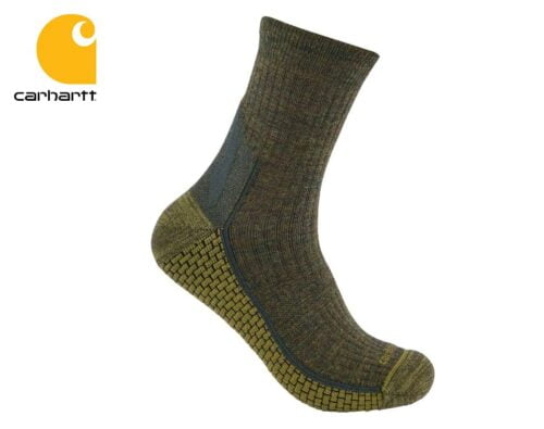 ponozky carhartt force grid midweight synthetic merino wool blend short crew sock olive