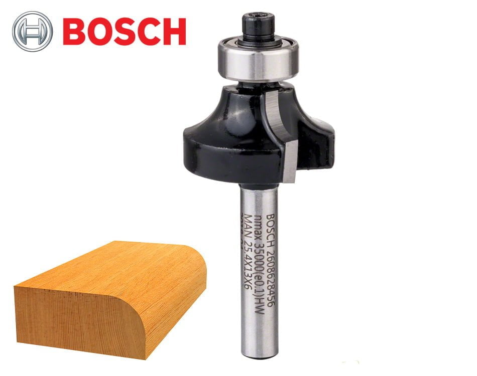 Zaoblovacia stopková fréza na drevo s vodiacim ložiskom Bosch Standard for Wood / Ø 25,4 x 13,2 mm / r6,3 mm / 6 mm