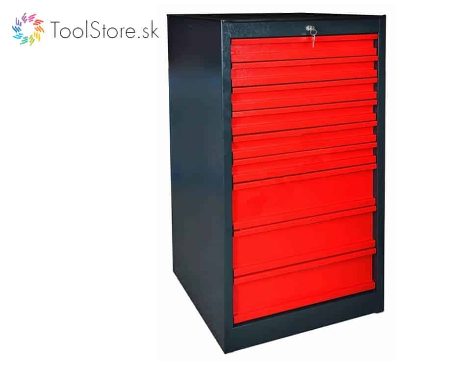 9-zásuvková skrinka na náradie ToolStore Praktik 9 čierno-červená