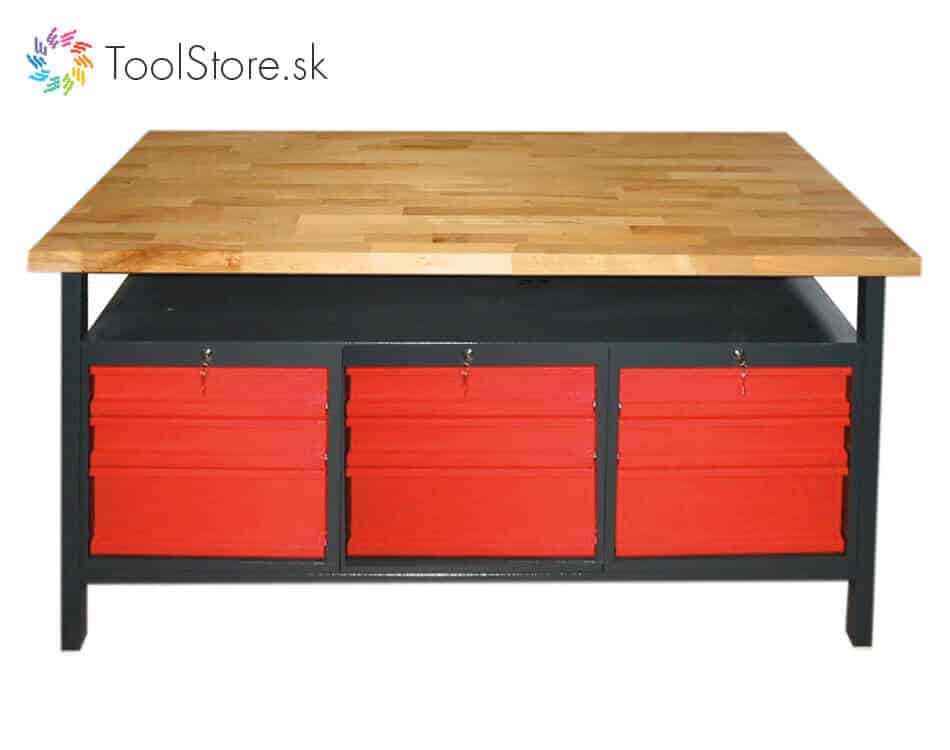 Dielenský pracovný stôl ToolStore Profi 170 cm s 9 zásuvkami