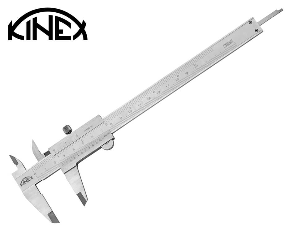 Nerezové posuvné meradlo s aretačnou skrutkou Kinex 160 mm / 0.05 mm + inch